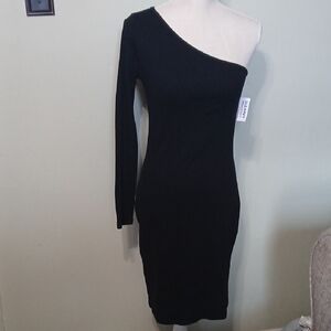 Old Navy Black One-Shoulder Long Sleeve Dress Size L NWT